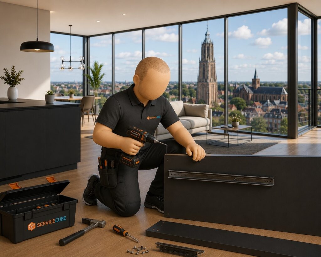 Allround montage servicecube klusser zet ikea kast en meubilair in elkaar in modern appartement